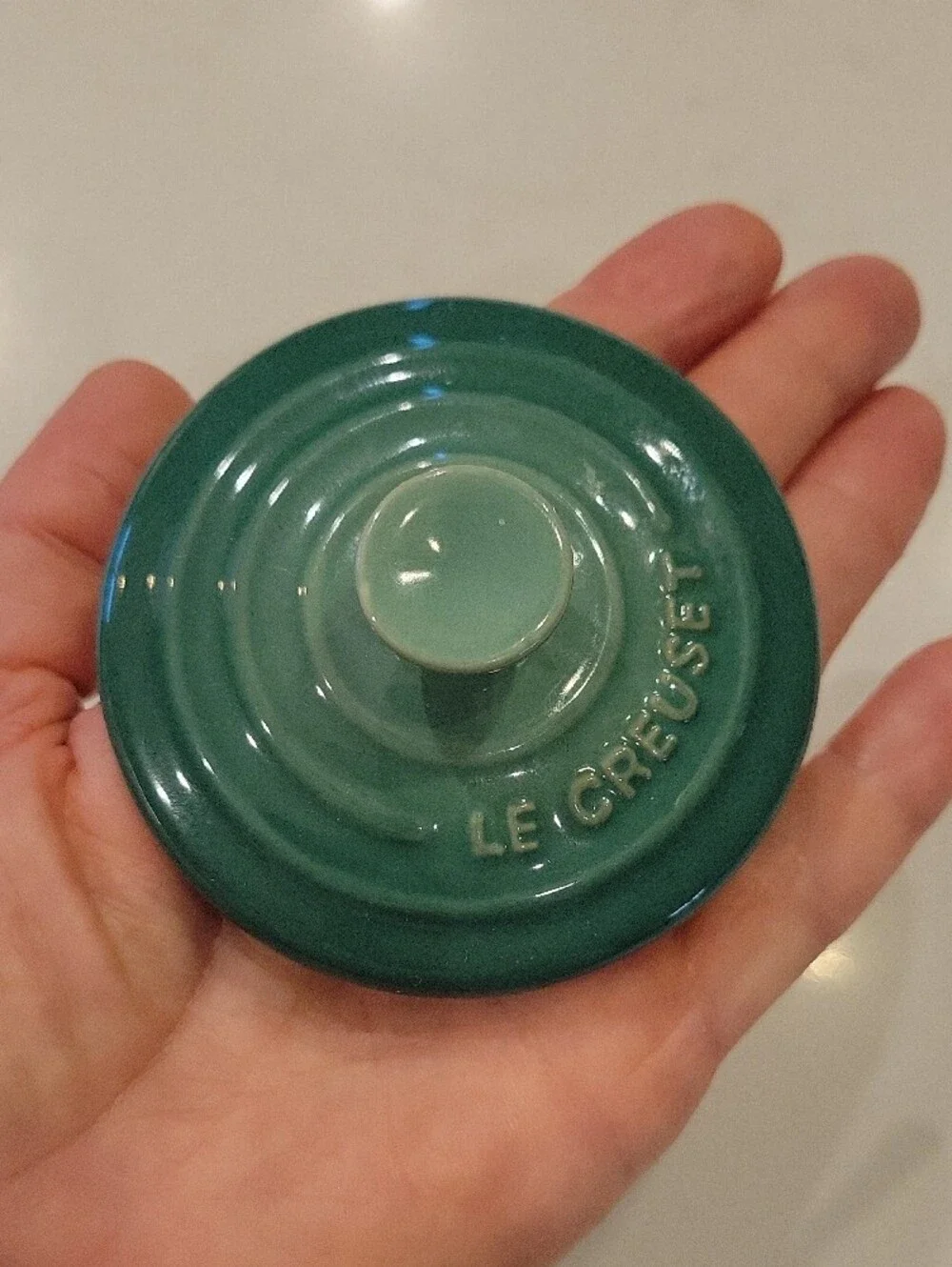 Le Creuset Fennel Green Replacement Lid with Raised Logo